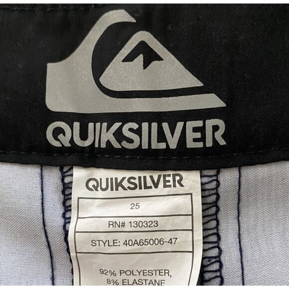Quiksilver Mens Amphibian Board Shorts Swim Surf Trunks Blue Logo Sz 25 Pocket - Picture 7 of 7